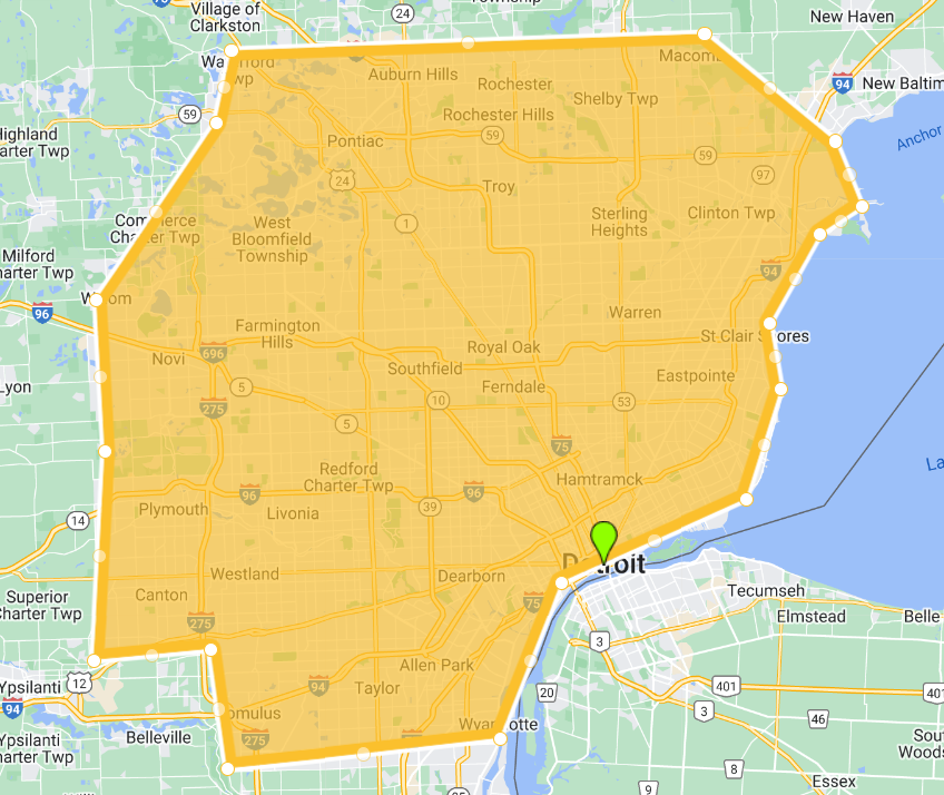 a map of Detroit metropolitan area